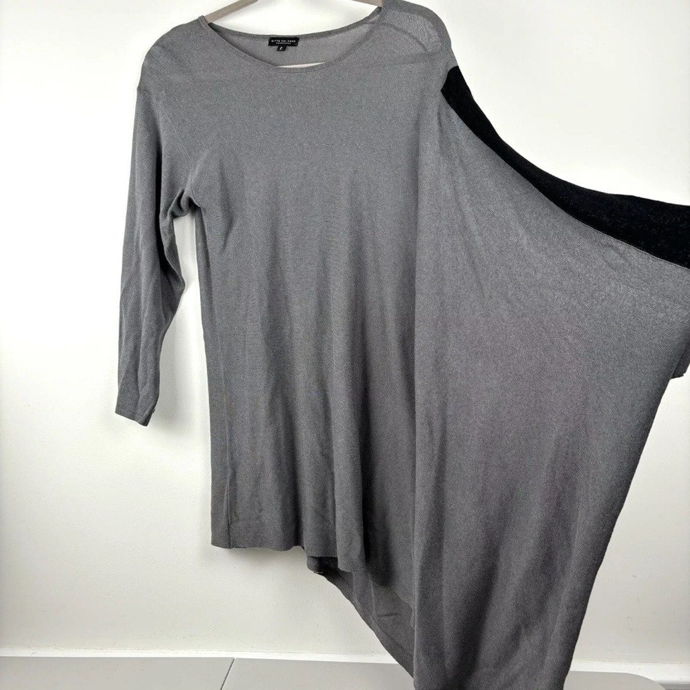 BITTE KAI RAND Asymmetric Knit Sweater Top M / L 2 - Grey w/Black Sleeve Detail - Picture 2 of 12